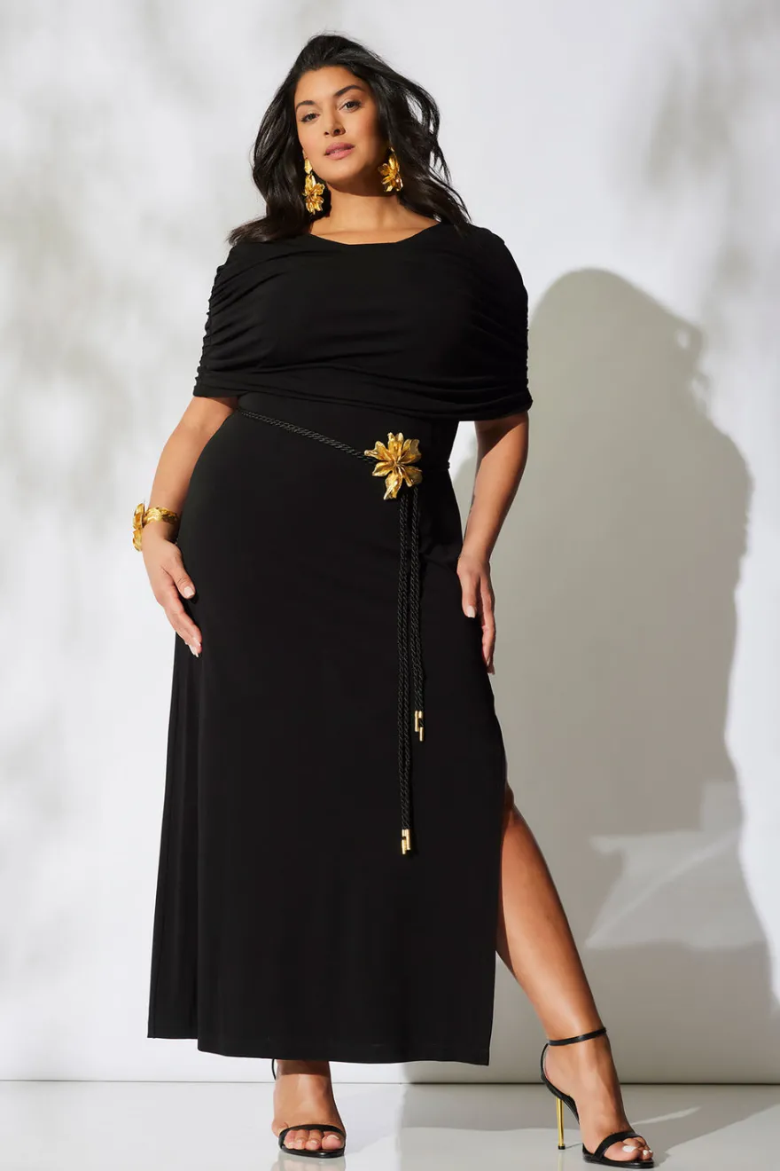 Matte Jersey Rouched Shoulder Dress