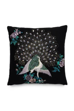 Mayon Beaded Peacock Embroidery Pillow Case