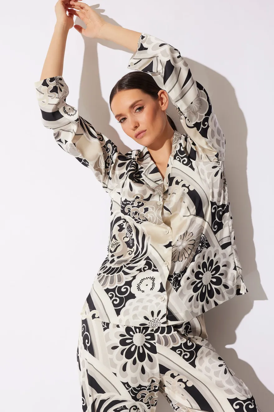 Medallion Notch Button Front PJ