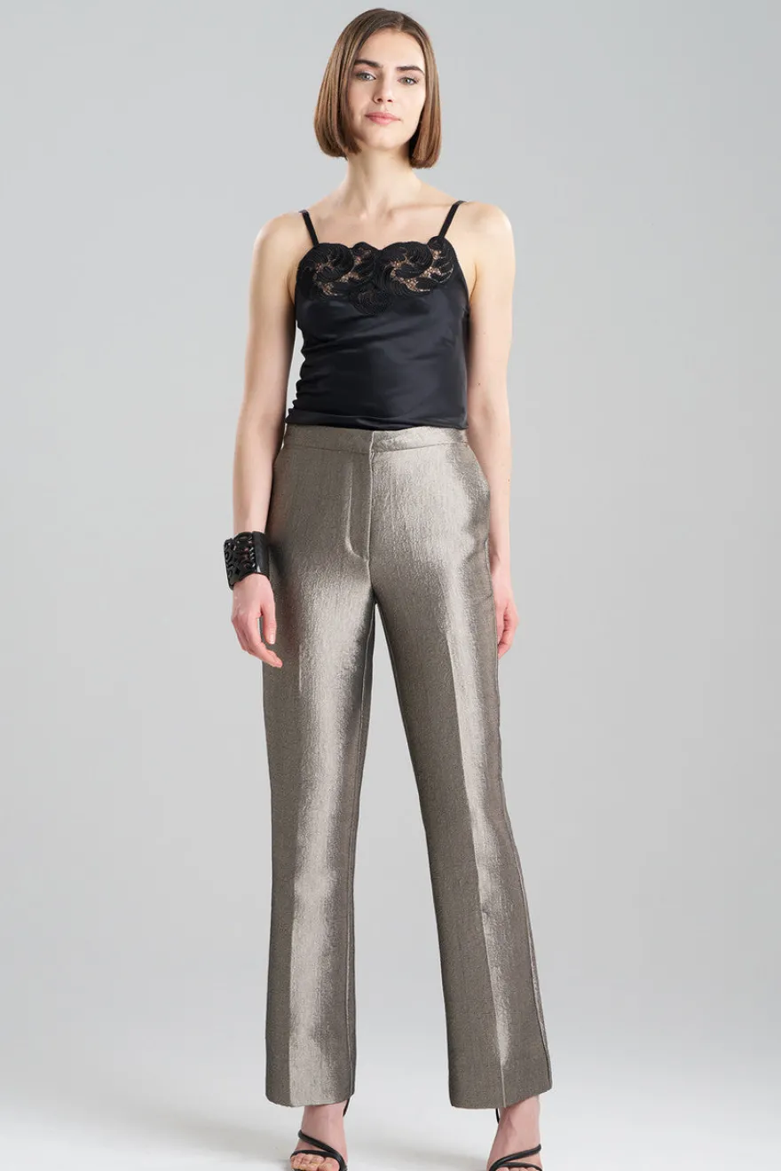 Metallic Jacquard Zip Front Trousers
