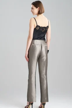 Metallic Jacquard Zip Front Trousers