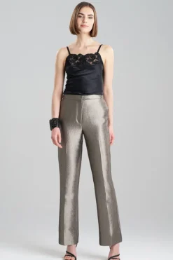 Metallic Jacquard Zip Front Trousers