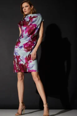 Mira Silk Twill Asymmetric Funnel Neck Dress