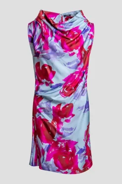 Mira Silk Twill Asymmetric Funnel Neck Dress