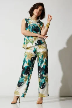Mira Silk Twill Belted Funnel Neck Top