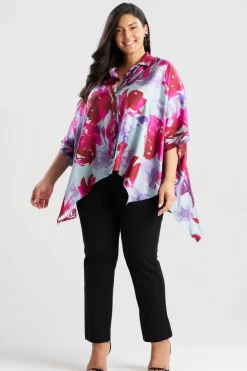 Mira Silk Twill Button Down Caftan Shirt