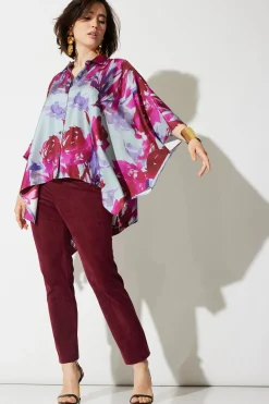 Mira Silk Twill Button Down Caftan Shirt