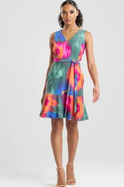 Multi Floral Belted Ruffle Dress