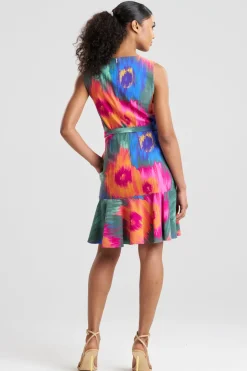 Multi Floral Belted Ruffle Dress