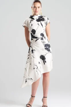 Nara Silk Twill Asymmetric Pleated Dress