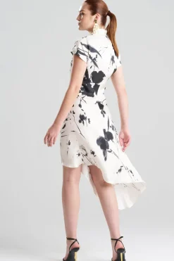 Nara Silk Twill Asymmetric Pleated Dress