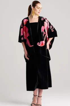 Natalie Velvet Appliqued Cocoon Cardigan