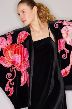 Natalie Velvet Appliqued Cocoon Cardigan