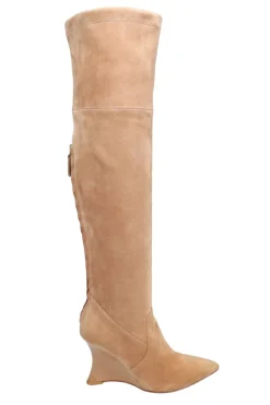 Natsu Stretch Suede Over the Knee Wedge Boot