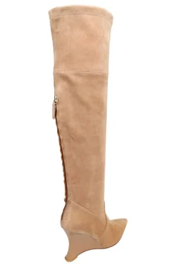 Natsu Stretch Suede Over the Knee Wedge Boot