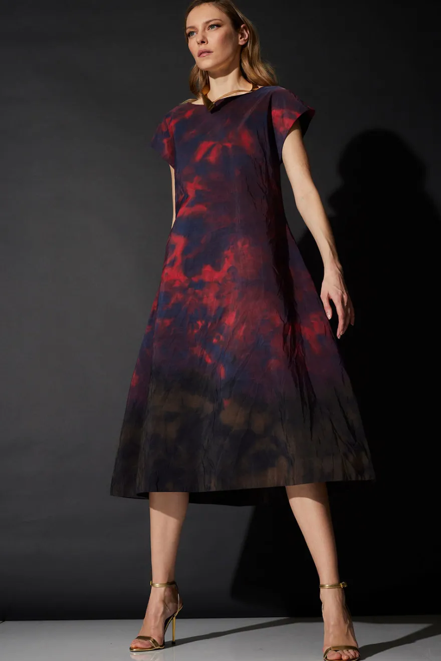 Niji Tie Dye Taffeta Trapeze Dress