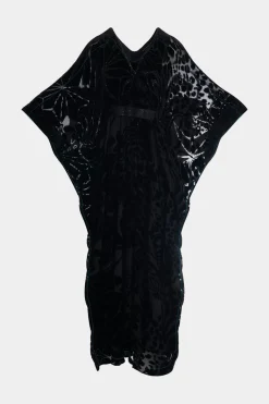 Nouveau Velvet Embellished Silk Caftan