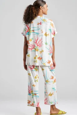Ocean's Embrace Printed Challis Mandarin PJ Set