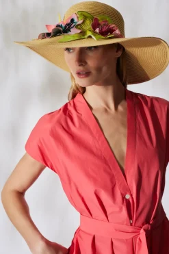 Ophelia Embroidered Cut-Out 3D Applique Straw Hat
