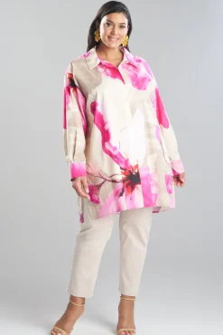 Orchid Cotton Poplin Oversized Button Down Shirt