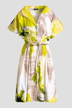 Orchid Cotton Poplin Pleat Release Button Down Shirtdress