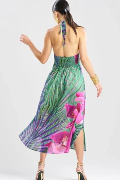 Orchid Silk Cotton Voile Halter Dress