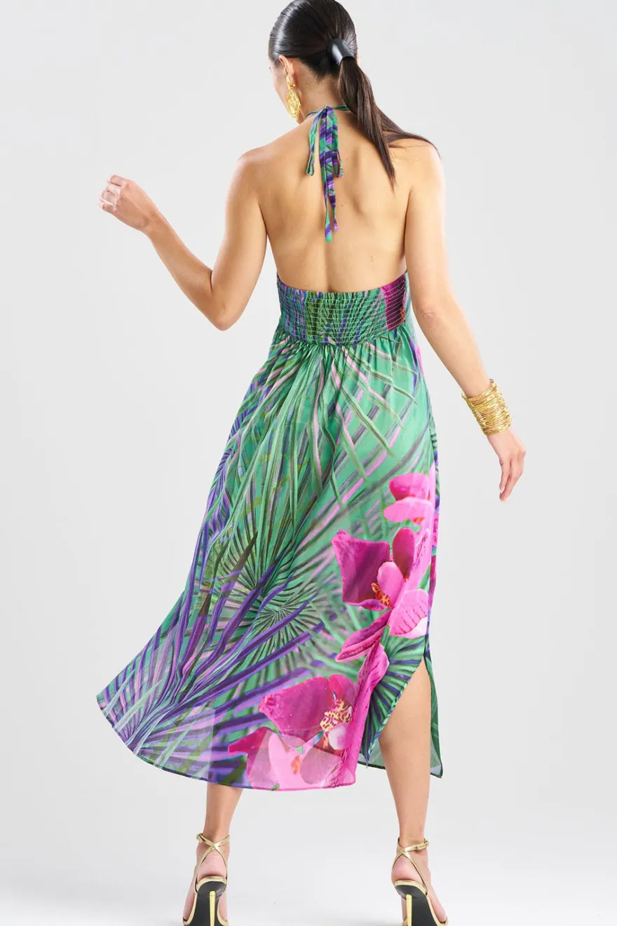 Orchid Silk Cotton Voile Halter Dress