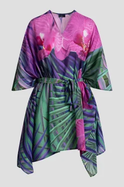 Orchid Silk Cotton Voile Short Caftan