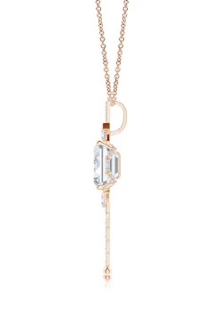 Orient Express Lab-Grown 14K Gold Emerald Cut & Baguette Diamond Tassel Drop Pendant Necklace