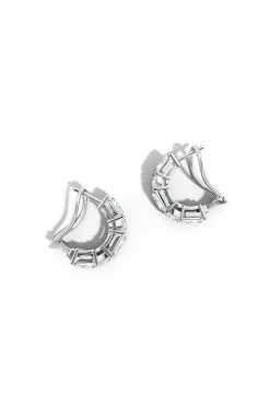 Orient Express Lab-Grown 14K Gold Emerald Cut & Cushion Diamond Half Hoop Earrings