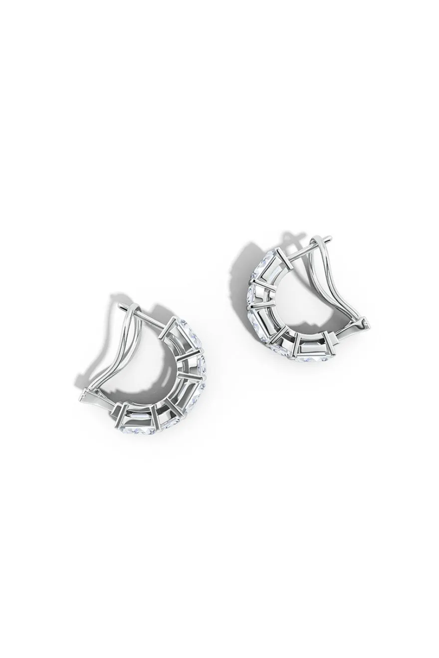 Orient Express Lab-Grown 14K Gold Emerald Cut & Cushion Diamond Half Hoop Earrings