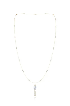 Orient Express Lab-Grown 14K Gold Baguette & Diamond Detachable Tassel Pendant Chain Necklace