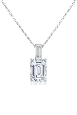 Orient Express Lab-Grown 14K Gold & Emerald Cut Diamond Pendant Necklace