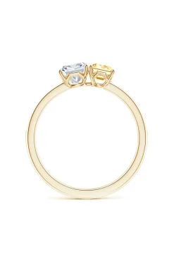 Orient Express Lab-Grown 14K Gold with White & Yellow Diamond Two Stone Ring