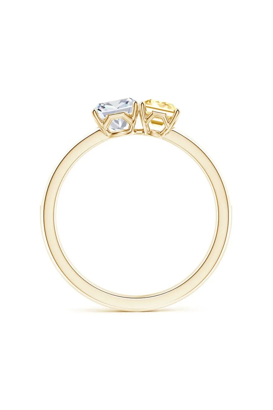 Orient Express Lab-Grown 14K Gold with White & Yellow Diamond Two Stone Ring