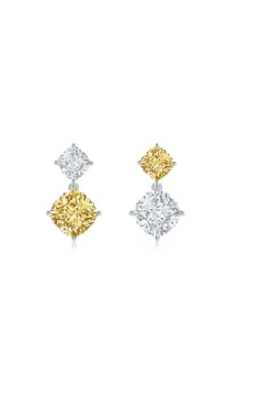 Orient Express Lab-Grown 14K Gold with Yellow & White Diamond Two Stone Earrings