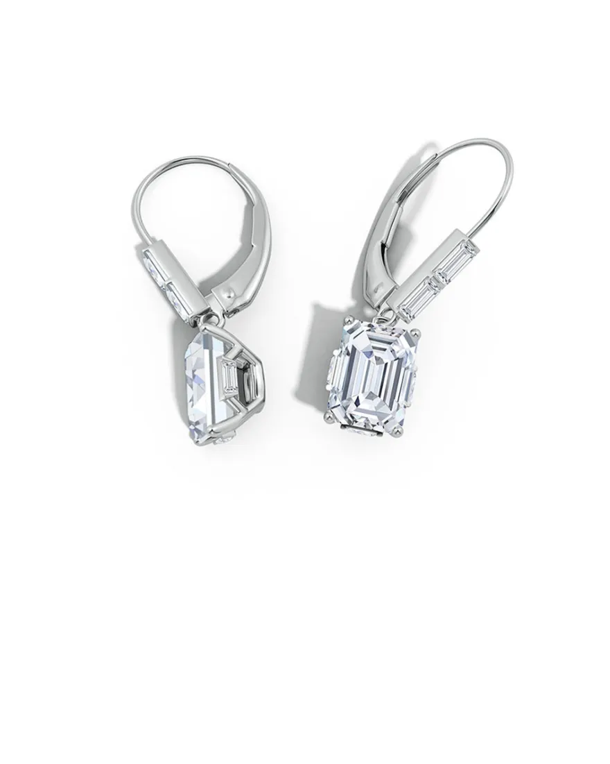 Orient Express Lab-Grown 14K Gold & Emerald Cut Diamond Earrings