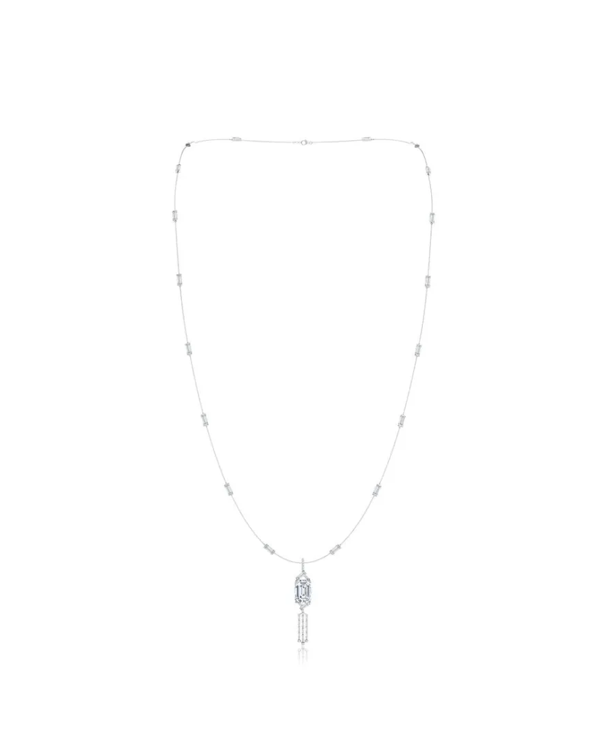 Orient Express Lab-Grown 14K Gold Baguette & Diamond Detachable Tassel Pendant Chain Necklace