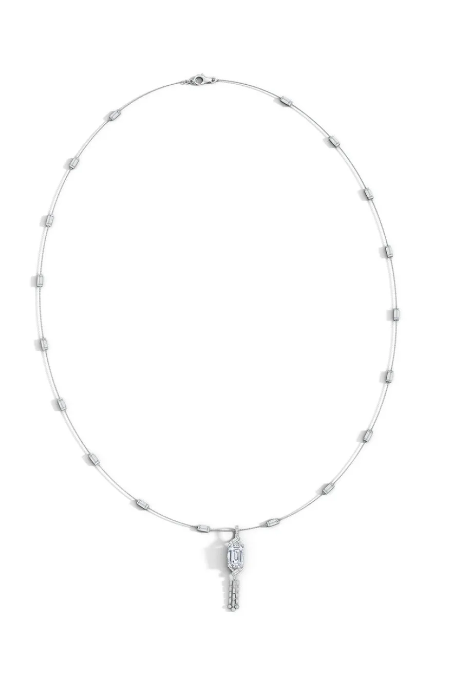 Orient Express Lab-Grown 14K Gold Baguette & Diamond Detachable Tassel Pendant Chain Necklace