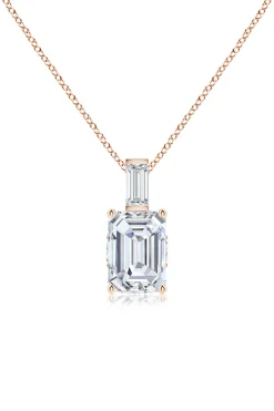 Orient Express Lab-Grown 14K Gold & Emerald Cut Diamond Pendant Necklace