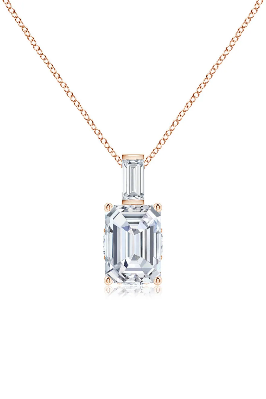 Orient Express Lab-Grown 14K Gold & Emerald Cut Diamond Pendant Necklace