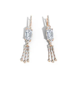 Orient Express Lab-Grown 14K Gold Emerald Cut & Baguette Diamond Tassel Drop Earrings