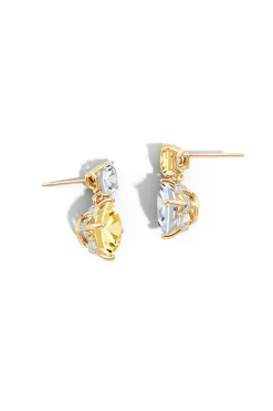 Orient Express Lab-Grown 14K Gold with Yellow & White Diamond Two Stone Earrings