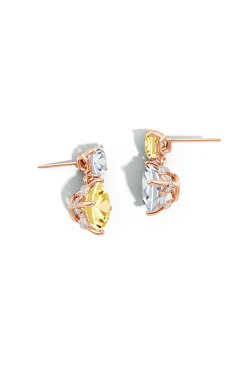 Orient Express Lab-Grown 14K Gold with Yellow & White Diamond Two Stone Earrings