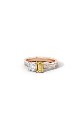 Orient Express Lab-Grown 14K Gold with White & Yellow Diamond Two Stone Ring
