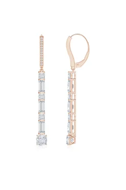 Orient Express Lab-Grown 14K Gold Baguette & Cushion Diamond Long Drop Earrings