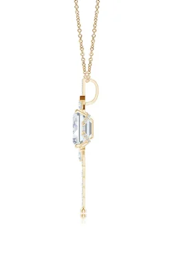 Orient Express Lab-Grown 14K Gold Emerald Cut & Baguette Diamond Tassel Drop Pendant Necklace