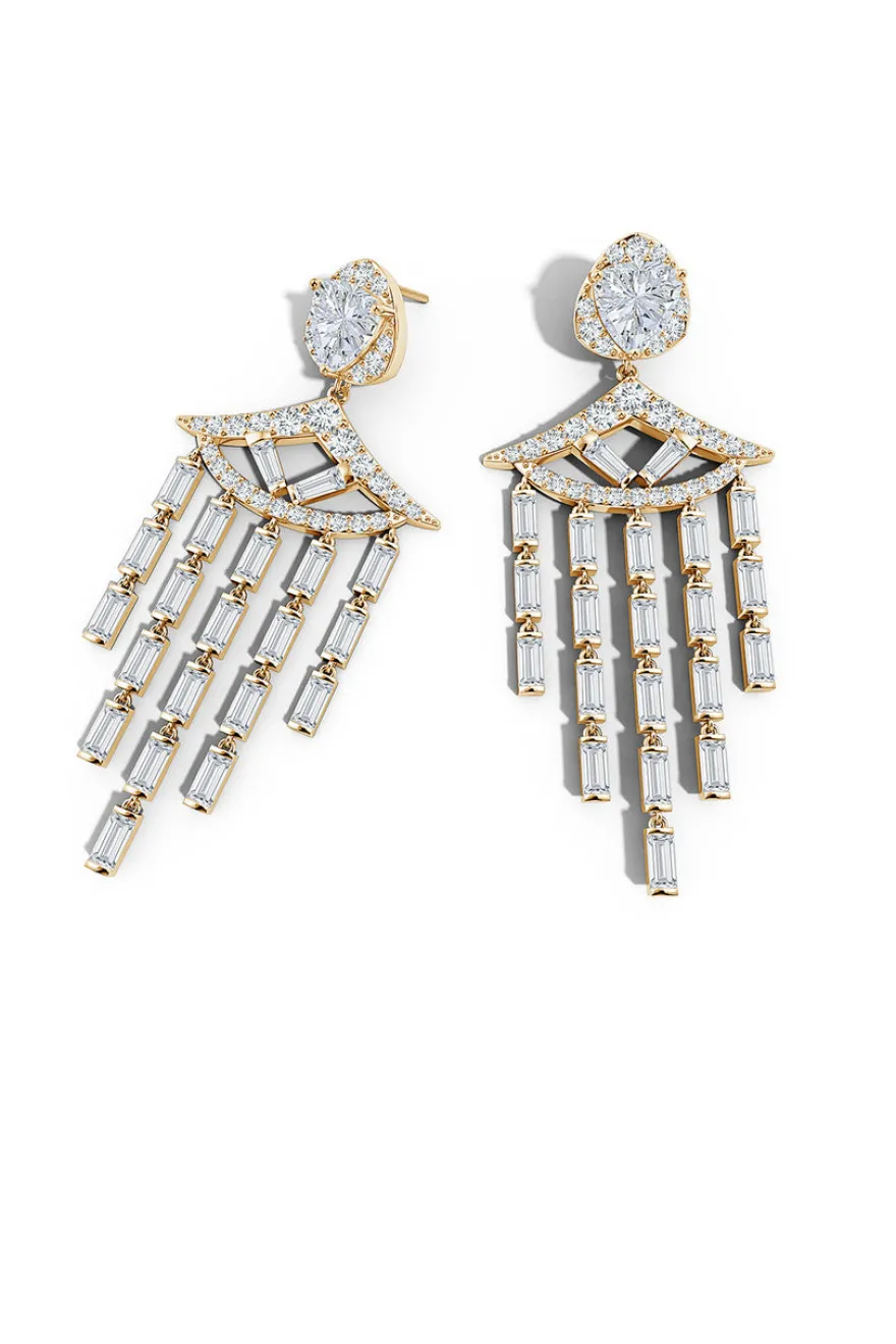 Orient Express Lab-Grown 14K Gold & Diamond Statement Earrings