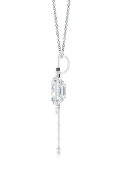 Orient Express Lab-Grown 14K Gold Emerald Cut & Baguette Diamond Tassel Drop Pendant Necklace
