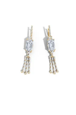 Orient Express Lab-Grown 14K Gold Emerald Cut & Baguette Diamond Tassel Drop Earrings